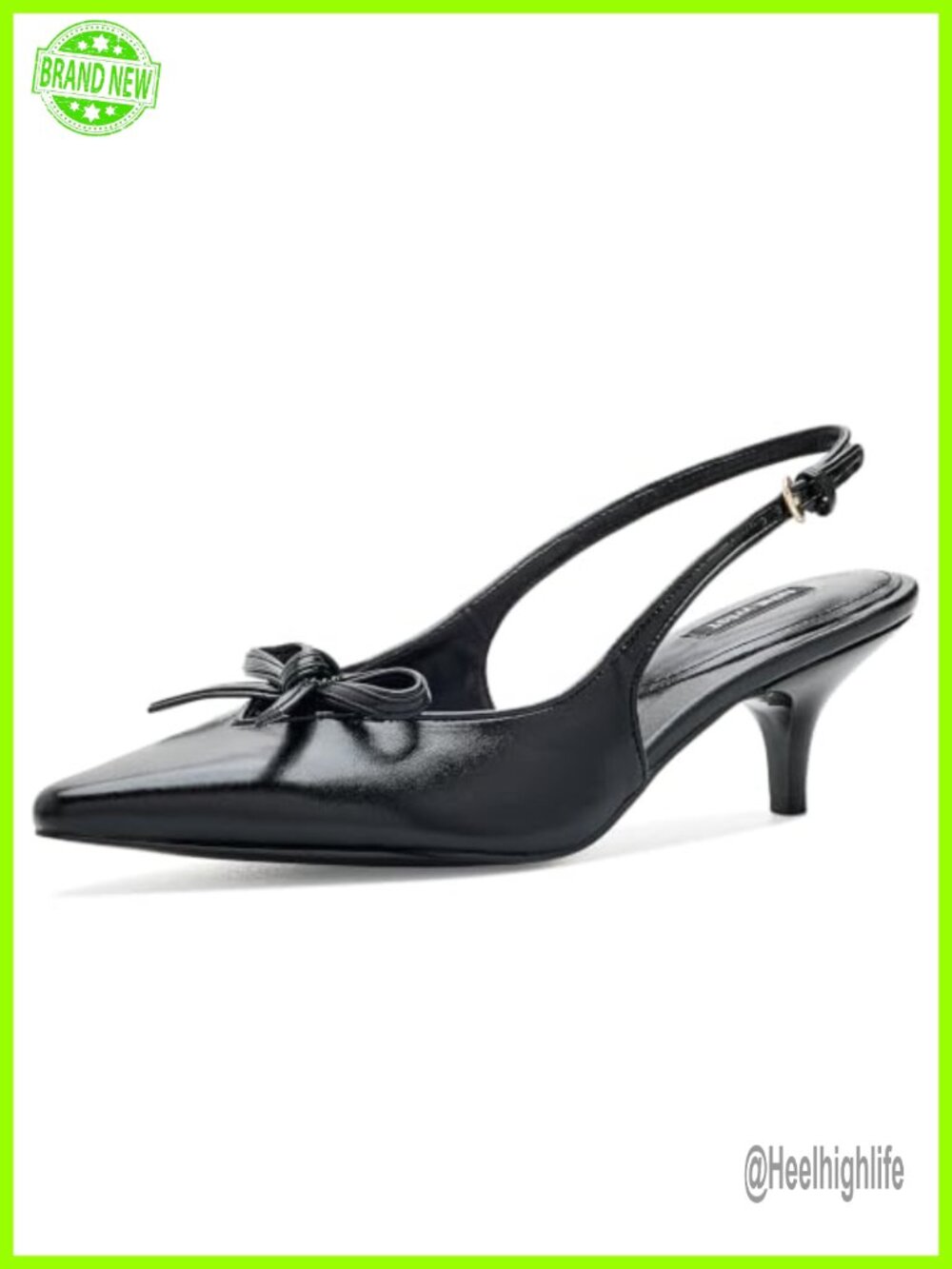 Nine West Lyrical Slingback Kitten Heel Pump Faux Leather Pointed Toe Work